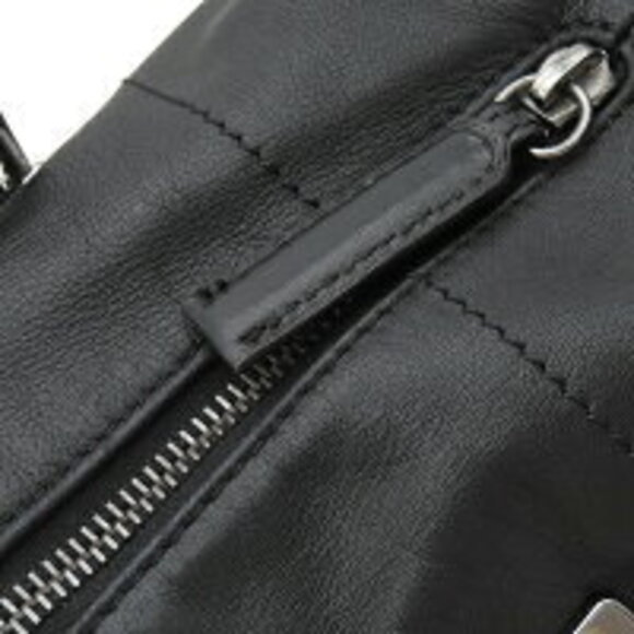 Chanel Chocobar Leather Handbag Black Boston Bag - Picture 10 of 13